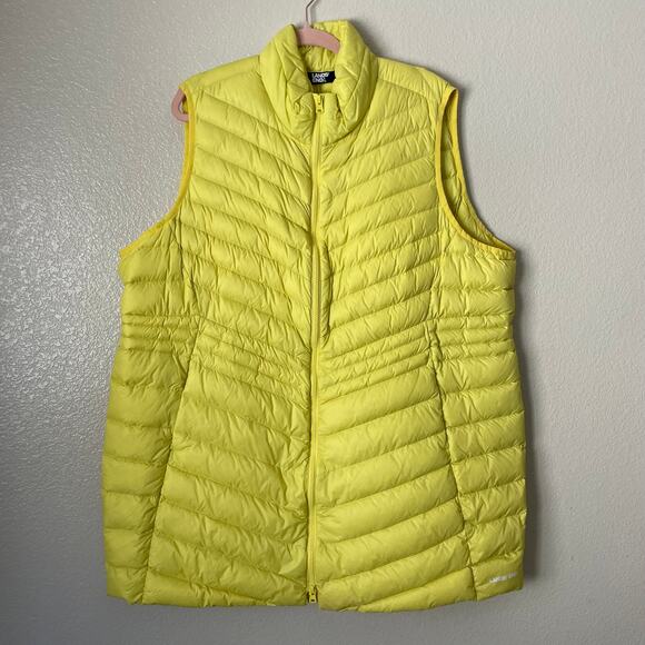 Lands End Vest Womens 2X Yellow Puffer Quilted Down Feathers Outdoor Lightweight - Picture 3 of 12